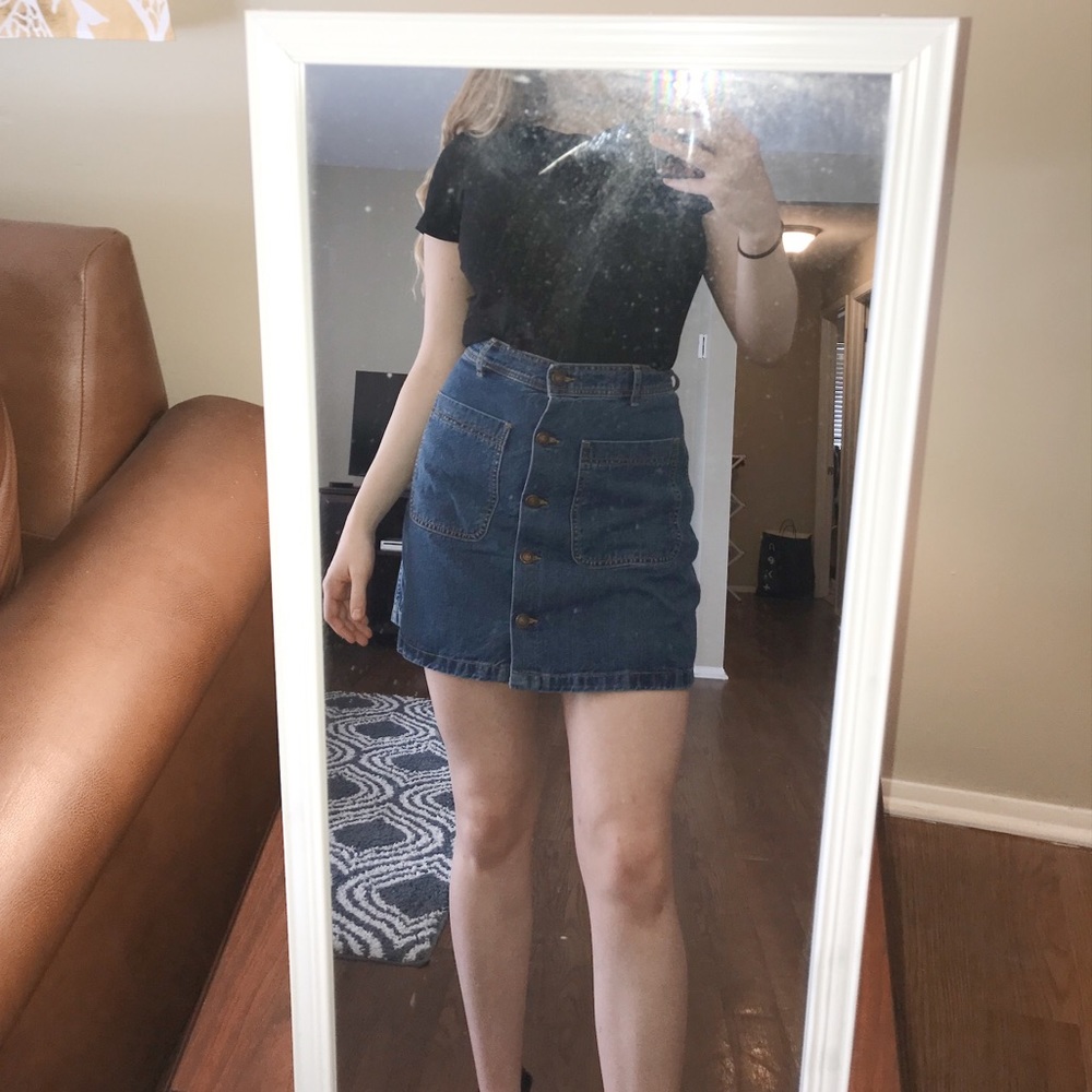 Zara High-Waisted Button up Denim Skirt